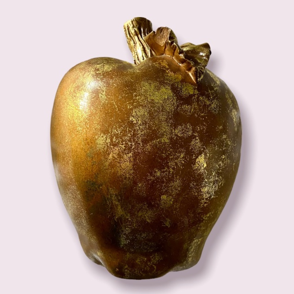 Apple Decorative Sculpture in Aged Gold & Bronze